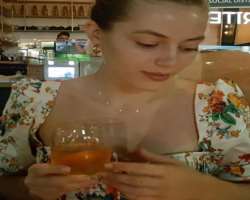 Grace Van Dien consuming alcohol
